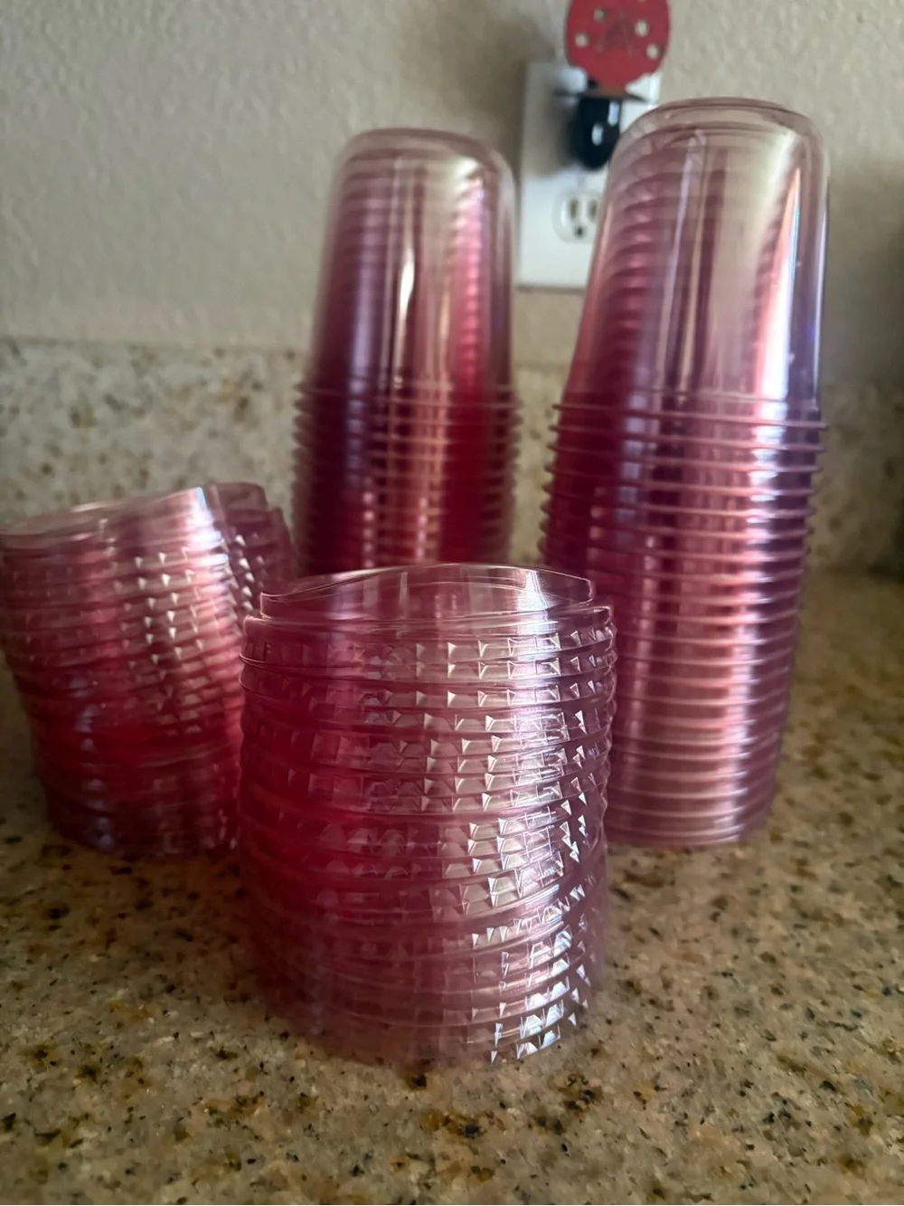 Pink Disposable Plastic Party Cups - Pack of Clear Pink Cups